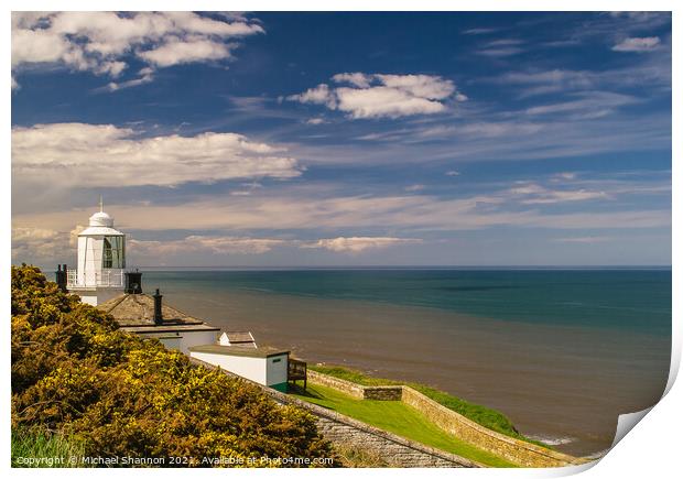 View out to sea from Whitby Lighthouse Print by Michael Shannon