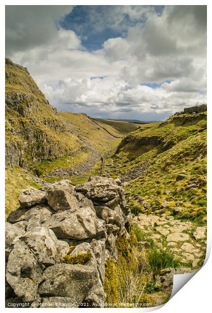 Watlowes Valley near Malham Cove, Yorkshire Dales Print by Michael Shannon