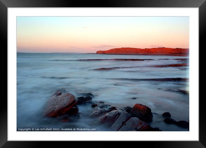 North Coast Somerset Framed Mounted Print by Les Schofield