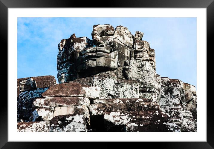 Faces of Angkor, Cambodia Framed Mounted Print by Ian Miller
