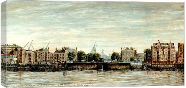 London Dock Entrance,  Wapping,  London. 1940 Canvas Print by Mackenzie Moulton