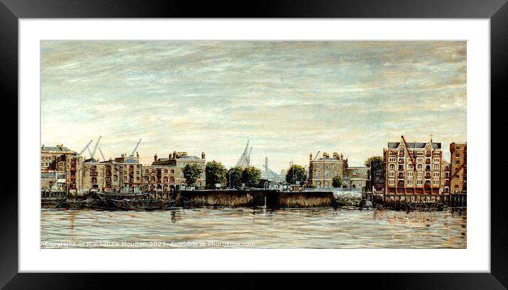 London Dock Entrance,  Wapping,  London. 1940 Framed Mounted Print by Mackenzie Moulton