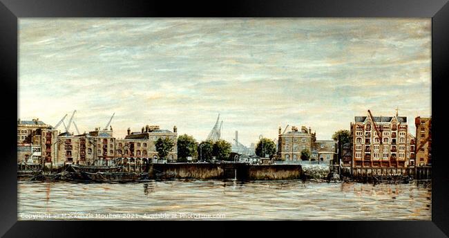 London Dock Entrance,  Wapping,  London. 1940 Framed Print by Mackenzie Moulton