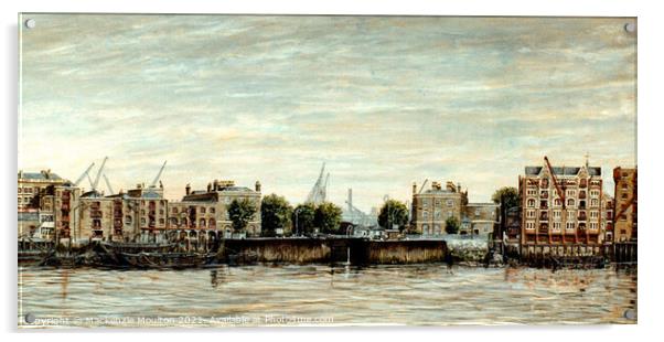 London Dock Entrance,  Wapping,  London. 1940 Acrylic by Mackenzie Moulton