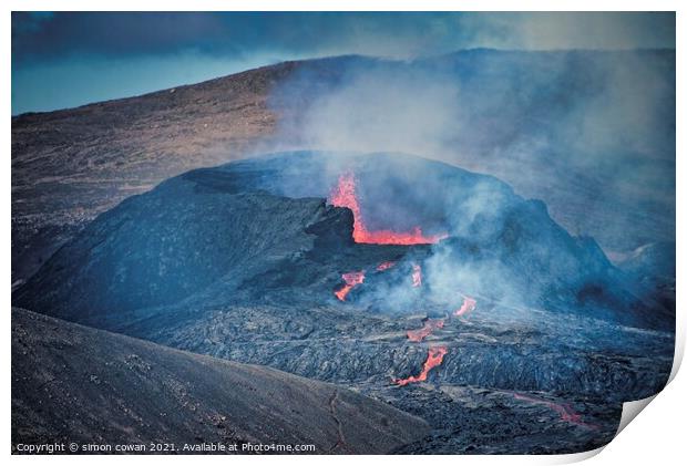 Iceland  Volcano 2021 Print by simon cowan