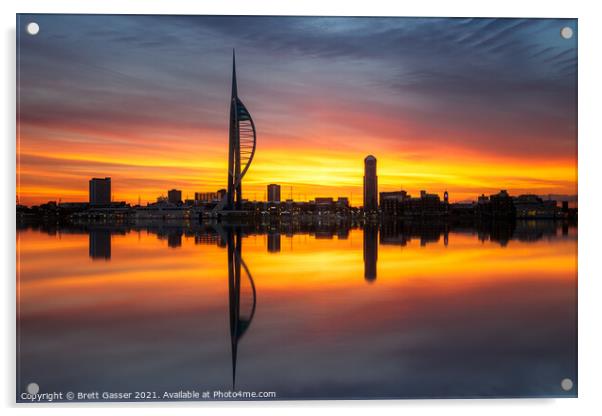 Portsmouth Spinnaker Tower Sunrise Acrylic by Brett Gasser