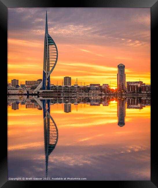 Portsmouth Spinnaker Tower Sunrise Framed Print by Brett Gasser