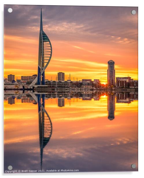 Portsmouth Spinnaker Tower Sunrise Acrylic by Brett Gasser