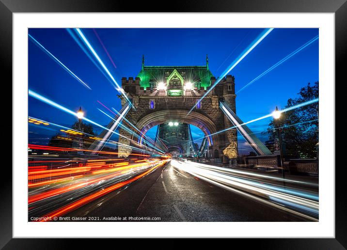 Tower Bridge Light Trails Framed Mounted Print by Brett Gasser
