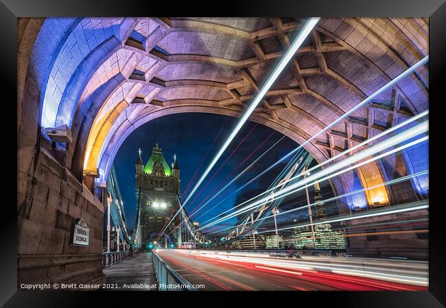 Tower Bridge Trails Framed Print by Brett Gasser