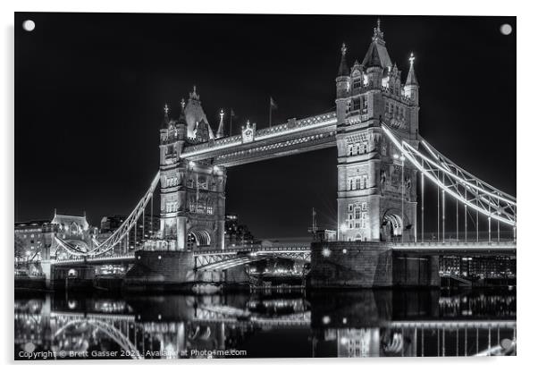 Tower Bridge Night Acrylic by Brett Gasser