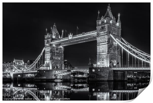 Tower Bridge Night Print by Brett Gasser