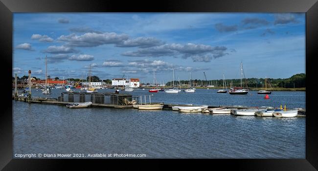Woodbridge quays and tide Mill Framed Print by Diana Mower