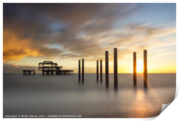 Brighton West Pier Sunset Print by Brett Gasser