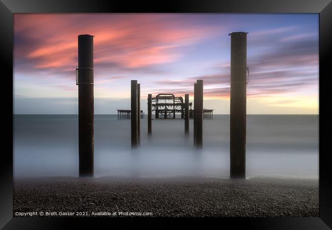 Brighton West Pier Sunset Framed Print by Brett Gasser
