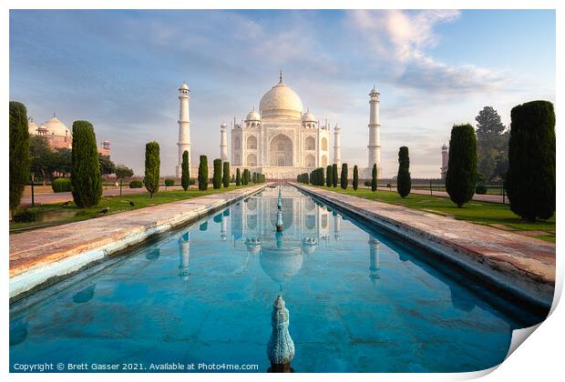 Taj Mahal Reflections Print by Brett Gasser