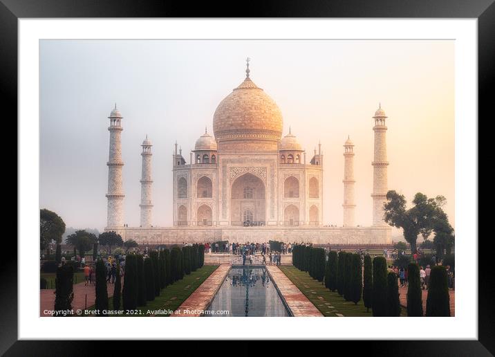 Taj Mahal Morning Mist Framed Mounted Print by Brett Gasser