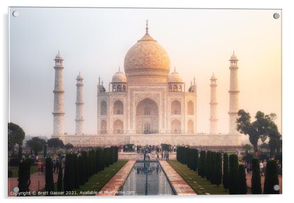 Taj Mahal Morning Mist Acrylic by Brett Gasser