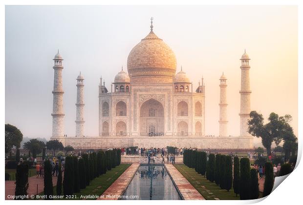 Taj Mahal Morning Mist Print by Brett Gasser