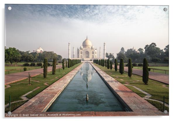 Taj Mahal Morning Acrylic by Brett Gasser