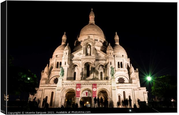 Sacred Heart Basilica at night Canvas Print by Vicente Sargues