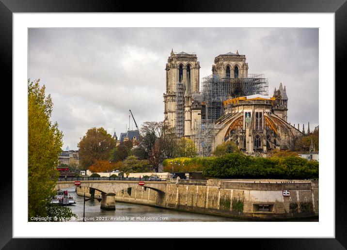 Repairing the Notre Dame Cathedral Framed Mounted Print by Vicente Sargues