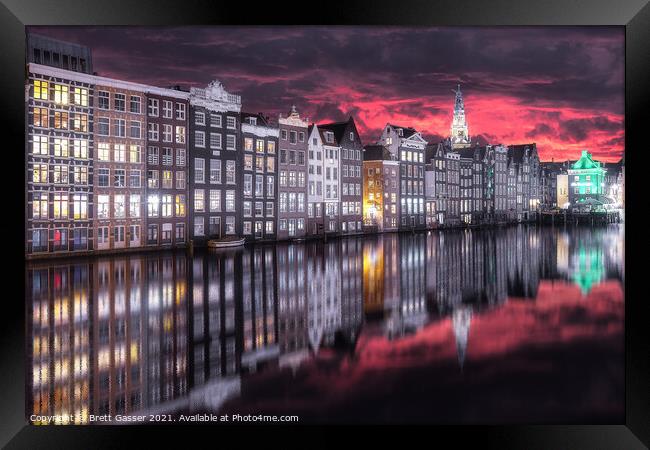 Amsterdam Canal Sunset Framed Print by Brett Gasser