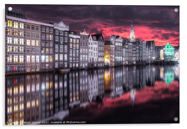 Amsterdam Canal Sunset Acrylic by Brett Gasser