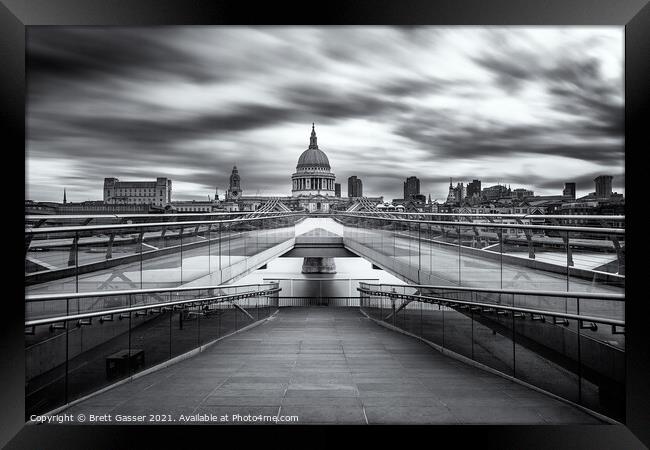 Millennium Bridge and St Pauls Framed Print by Brett Gasser