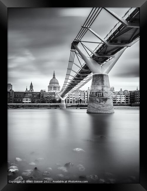 Under Millennium Bridge  Framed Print by Brett Gasser