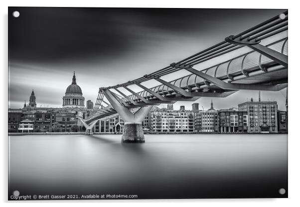 Millennium Bridge and St Pauls Acrylic by Brett Gasser