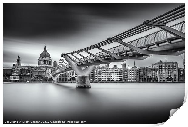 Millennium Bridge and St Pauls Print by Brett Gasser