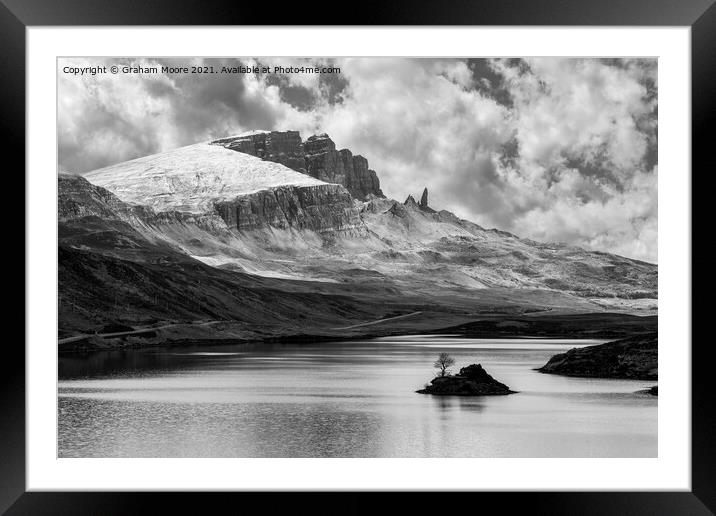 The Old Man of Storr monochrome Framed Mounted Print by Graham Moore