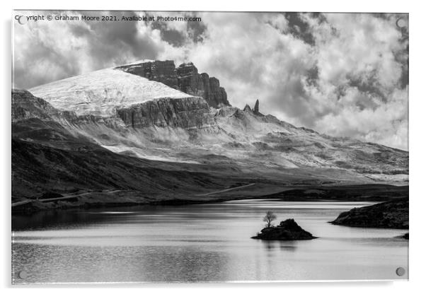 The Old Man of Storr monochrome Acrylic by Graham Moore