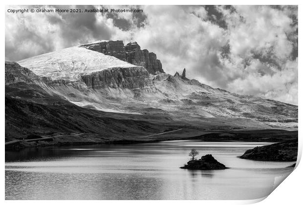 The Old Man of Storr monochrome Print by Graham Moore