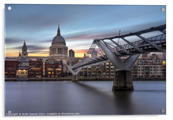 Millennium Bridge Sunset Acrylic by Brett Gasser