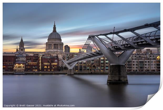 Millennium Bridge Sunset Print by Brett Gasser