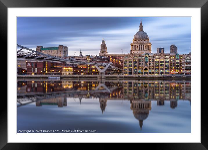 St Pauls Cathedral and Millennium Bridg Framed Mounted Print by Brett Gasser