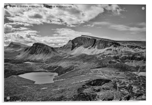 The Quiraing looking south monochrome Acrylic by Graham Moore