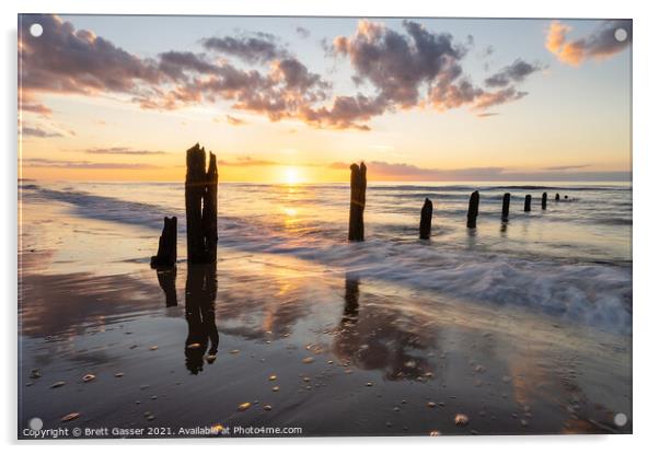Brancaster Beach Sunset Acrylic by Brett Gasser