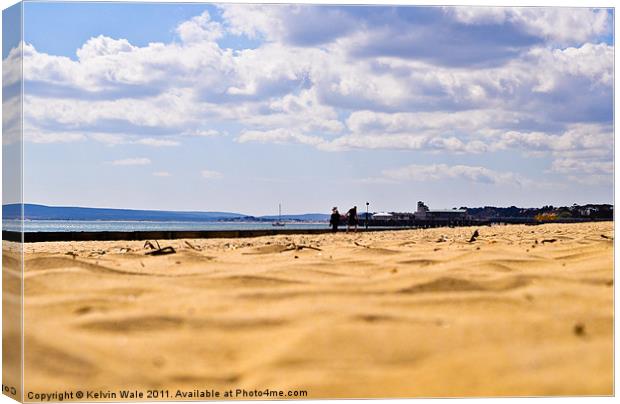 The beach at low level looking into Poole Bay and Canvas Print by Kelvin Futcher 2D Photography