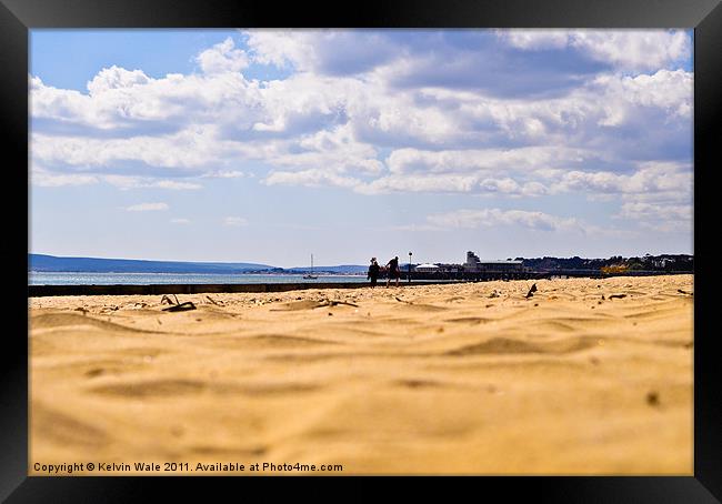 The beach at low level looking into Poole Bay and Framed Print by Kelvin Futcher 2D Photography