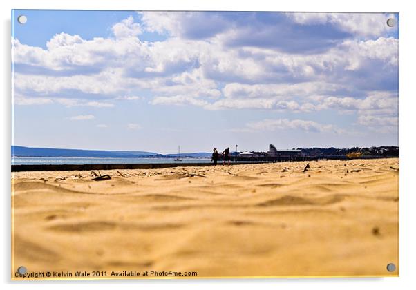 The beach at low level looking into Poole Bay and Acrylic by Kelvin Futcher 2D Photography