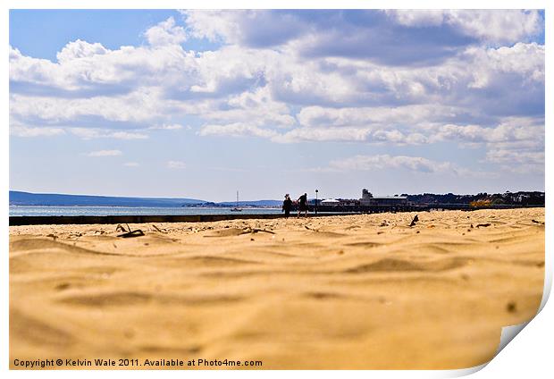 The beach at low level looking into Poole Bay and Print by Kelvin Futcher 2D Photography