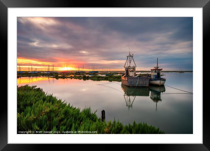 Brancaster Staithe Fishing Boat Sunset Framed Mounted Print by Brett Gasser