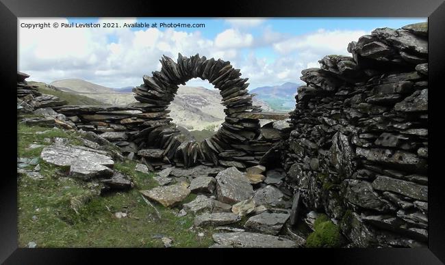 Borrowdale Stone Wall Circle  Framed Print by Paul Leviston