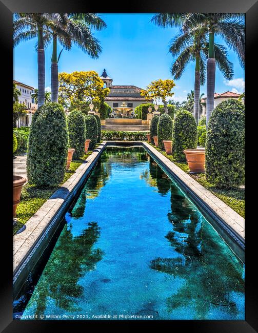 Memorial Fountain Town Hall Palm Beach Florida Framed Print by William Perry