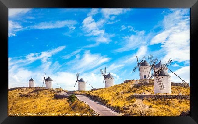Windmills of Consuegra. Castile La Mancha, Spain Framed Print by Stefano Orazzini