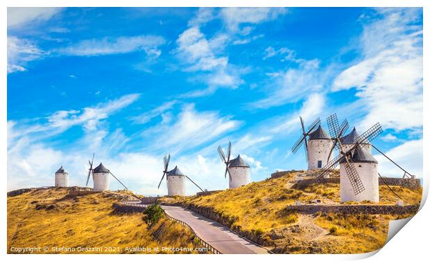 Windmills of Consuegra. Castile La Mancha, Spain Print by Stefano Orazzini