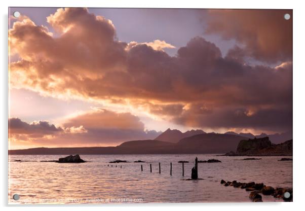 Tokavaig, Cuillin Sunset Isle of Skye Scotland. Acrylic by Barbara Jones